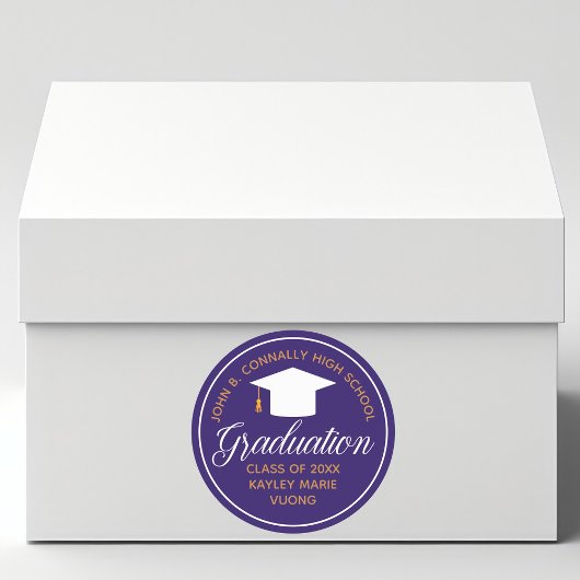 Lila Gold Abschluss 2025 Benutzerdefiniertes Party Runder Aufkleber