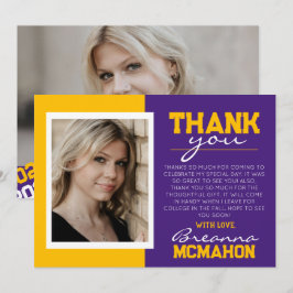 Lila & Gold Abschluss 2 Foto Dankeschön Karte