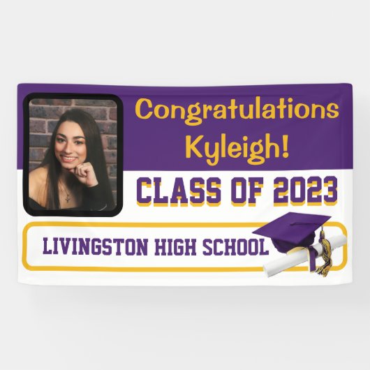 Lila & Gold Abschluss Banner (Horizontal)