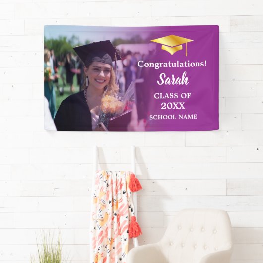 Lila Gold Abschluss Custom Foto Class of 2025 Banner (Insitu)