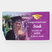 Lila Gold Abschluss Custom Foto Class of 2025 Banner (Horizontal)