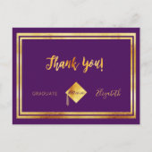 Lila Gold Abschluss Dankeschön Karte (Vorderseite)