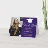 Lila Gold Abschluss Foto 2025 Graduate Dankeskarte (Vorderseite)