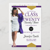 Lila Gold Abschluss Foto Einladung (Vorne/Hinten)