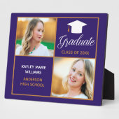 Lila Gold Abschluss Keepake Graduate Foto Fotoplatte (Seite)