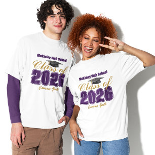 Lila Gold Absolventenklasse 2026 Individuell angep T-Shirt
