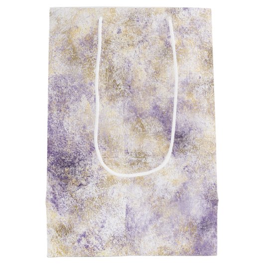 Lila Gold Abstrakt Mittlere Geschenktüte (Rückseite)