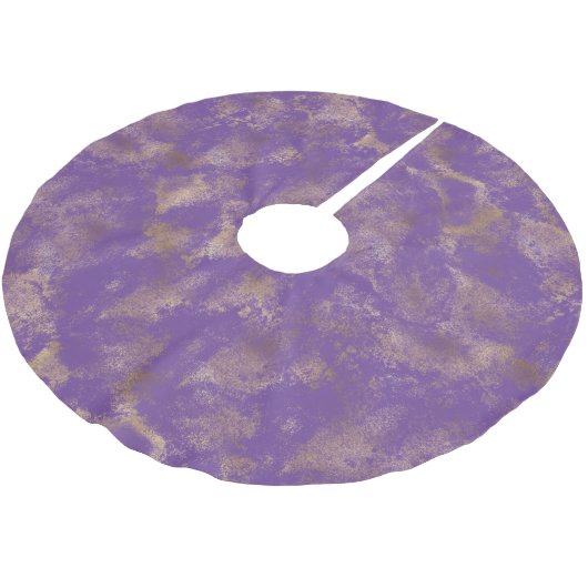 Lila Gold Abstrakt Polyester Weihnachtsbaumdecke (Schrägansicht)