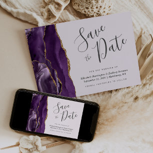 Lila Gold Achat Lavendel Save-the-Date Einladung