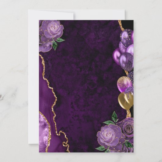 Lila Gold Agate 100. Geburtstag Einladung (Rückseite)