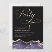 Lila Gold Agate 40. Geburtstagsparty Einladung (Vorderseite)