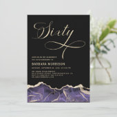 Lila Gold Agate 60. Geburtstagsparty Einladung (Stehend Vorderseite)