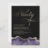 Lila Gold Agate 90. Geburtstagsparty Einladung (Vorderseite)