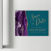 Lila Gold Agate Aquamarin Magnetic Save the Date Magnetkarte