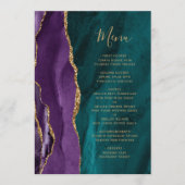 Lila Gold Agate Aquamarin Wedding Menükarte (Vorderseite)