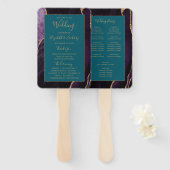 Lila Gold Agate Aquamarin Wedding Program Fächer (Vorne und Hinten)