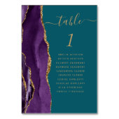 Lila Gold Agate Aquamarin Wedding Tischnummer (Vorderseite)