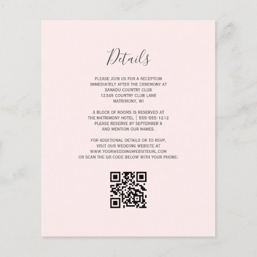 Lila Gold Agate Blush QR Code Hochzeit (Rückseite)