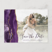 Lila Gold Agate Custom Foto Save the Date Postkarte (Vorderseite)