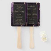 Lila Gold Agate Dark Script-Hochzeitsprogramm Fächer (Vorne und Hinten)