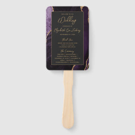 Lila Gold Agate Dark Script-Hochzeitsprogramm Fächer