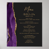 Lila Gold Agate Dark Wedding Table Menu Poster (Vorne)