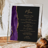 Lila Gold Agate Dark Wedding Table Menu Poster