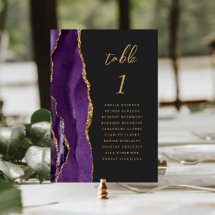 Lila Gold Agate Dark Wedding Tischnummer
