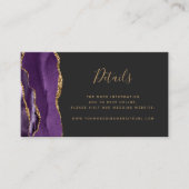 Lila Gold Agate Dark Wedding Website Begleitkarte (Vorderseite)