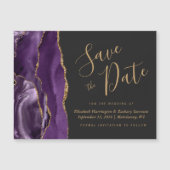 Lila Gold Agate Dunkelmagnetisch Save the Date Magnetkarte (Vorderseite)
