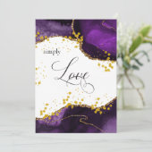 *~* Lila Gold Agate Einfache LIEBE Modernes Elegan Einladung (Stehend Vorderseite)
