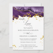 *~* Lila Gold Agate Einfache LIEBE Modernes Elegan Einladung (Rückseite)