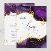 *~* Lila Gold Agate Einfache LIEBE Modernes Elegan Einladung (Vorne/Hinten)