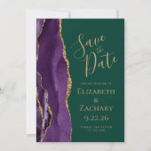 Lila Gold Agate Emerald Green Save the Date (Vorderseite)