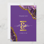 Lila & Gold Agate Geode Glitzer Hochzeit Dankeskarte (Vorderseite)