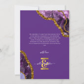 Lila & Gold Agate Geode Glitzer Hochzeit Dankeskarte (Rückseite)