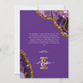Lila & Gold Agate Geode Glitzer Wedding Foto Dankeskarte (Rückseite)