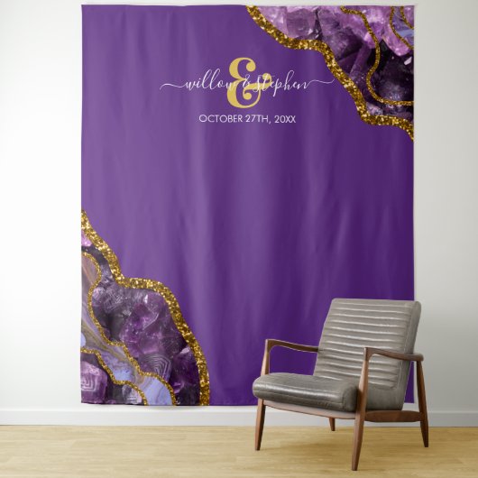 Lila Gold Agate Geode Wedding Backdrop Banner Wandteppich (Beispiel)