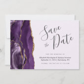 Lila Gold Agate Lavender Save the Date Einladung (Vorderseite)