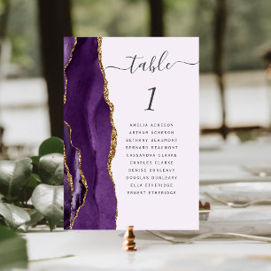 Lila Gold Agate Lavender Wedding Tischnummer