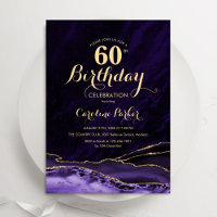 Lila Gold Agate Marble 60. Geburtstag
