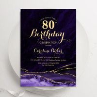 Lila Gold Agate Marble 80. Geburtstag