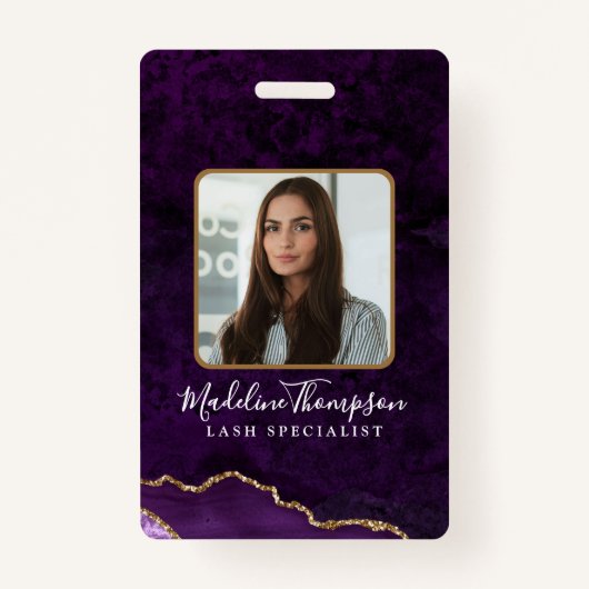 Lila Gold Agate Marble Business Company ID Ausweis (Vorderseite)