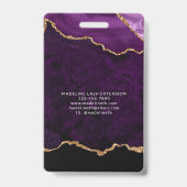 Lila Gold Agate Marble Business Company ID Ausweis (Rückseite)