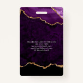 Lila Gold Agate Marble Business Company ID Ausweis (Rückseite)