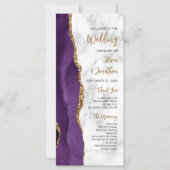 Lila Gold Agate Marble Script Wedding Programm (Vorderseite)