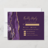 Lila Gold Agate Meal Optionen Plum Wedding RSVP (Vorderseite)