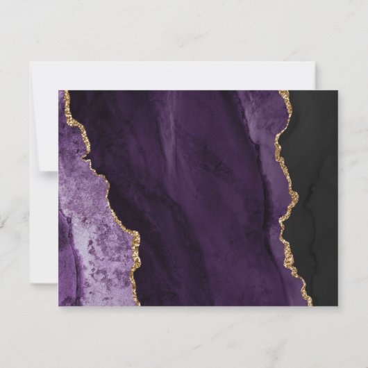 Lila Gold Agate Meal Optionen Plum Wedding RSVP (Rückseite)