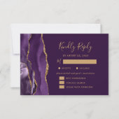 Lila Gold Agate Meal Optionen Plum Wedding RSVP (Vorderseite)