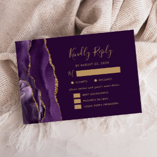 Lila Gold Agate Meal Optionen Plum Wedding RSVP